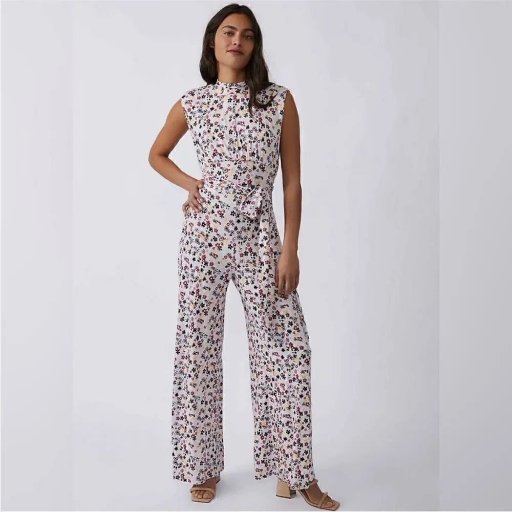 Free People NWT Vibe Check Wide Leg Jumpsuit Tea Ditsy Shell Combo Floral Small